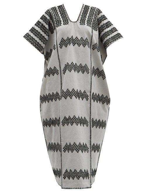 Matchesfashion.com Pippa Holt - No.212 Embroidered Cotton Kaftan - Womens - Grey Print