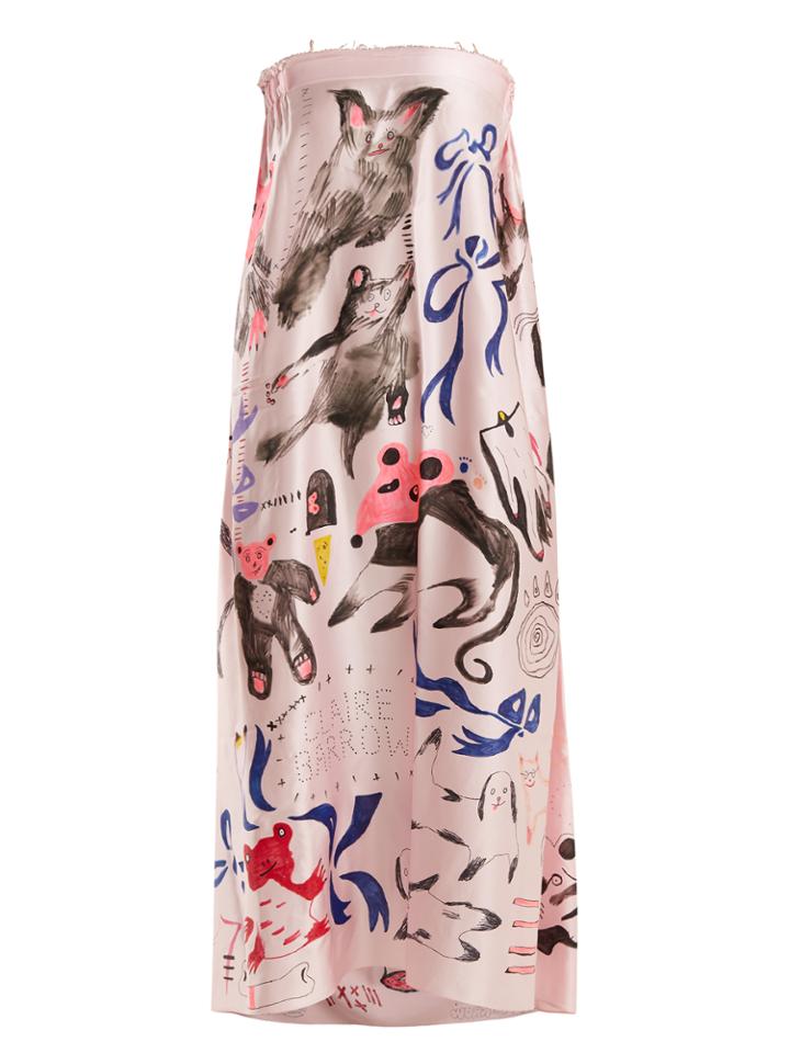 Claire Barrow Animal-print Strapless Silk-satin Dress