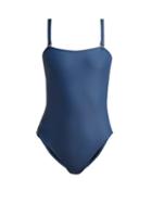 Matchesfashion.com Bower - Off Side Bandeau Swimsuit - Womens - Blue