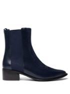 Matchesfashion.com Loewe - Point Toe Suede And Leather Chelsea Boots - Womens - Navy