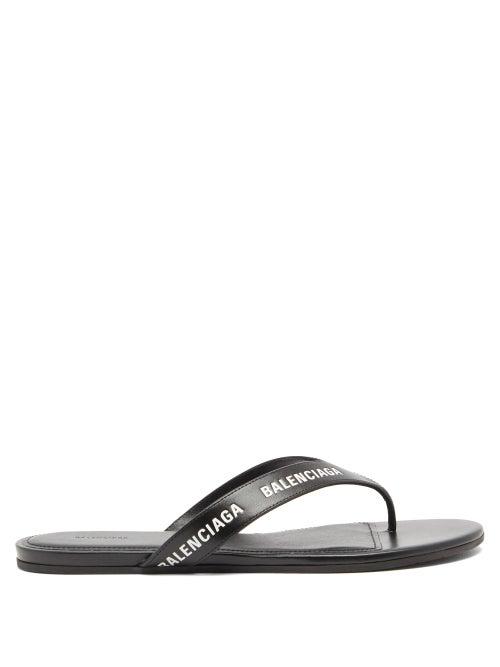 Matchesfashion.com Balenciaga - Logo-print Leather Sandals - Womens - Black White