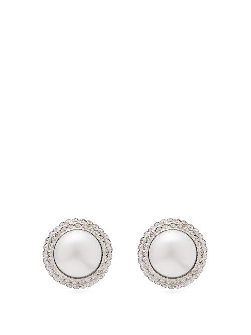 Matchesfashion.com Alessandra Rich - Crystal And Faux Pearl Earrings - Womens - Pearl