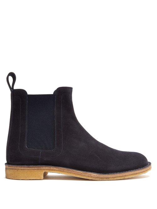 Matchesfashion.com Bottega Veneta - Round Toe Suede Chelsea Boots - Mens - Navy