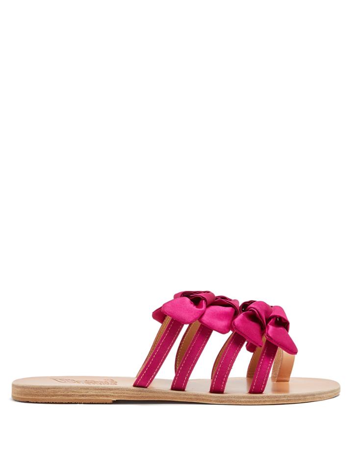 Ancient Greek Sandals Hara Bow-embellished Satin Slides