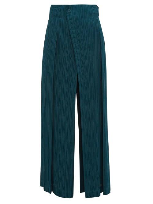 Matchesfashion.com Pleats Please Issey Miyake - Mannish Technical Pleated Trousers - Womens - Green