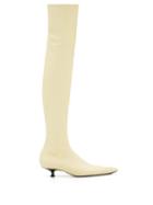 Khaite - Volos Point-toe Over-the-knee Leather Boots - Womens - White