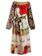 Rianna + Nina Vintage Patchwork Scarf-print Silk Dress