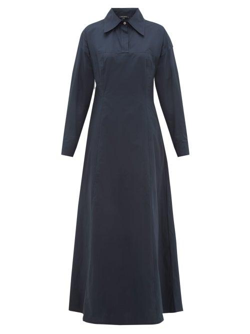 Matchesfashion.com White Story - Masquerade Cotton-poplin Maxi Shirt Dress - Womens - Navy