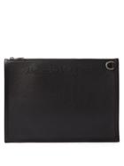 Alexander Mcqueen - Logo-embroidered Grained-leather Pouch - Mens - Black