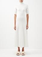 Joseph - High-neck Panelled Canvas Dress - Womens - Ivory