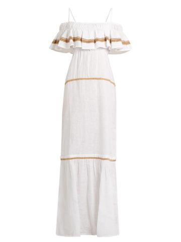Daft Formentera Ruffled Linen Dress