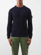 Stone Island - Crew-neck Wool Sweater - Mens - Blue Navy