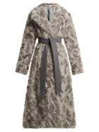 Matchesfashion.com Stella Mccartney - Tie Waist Faux Fur Coat - Womens - Grey