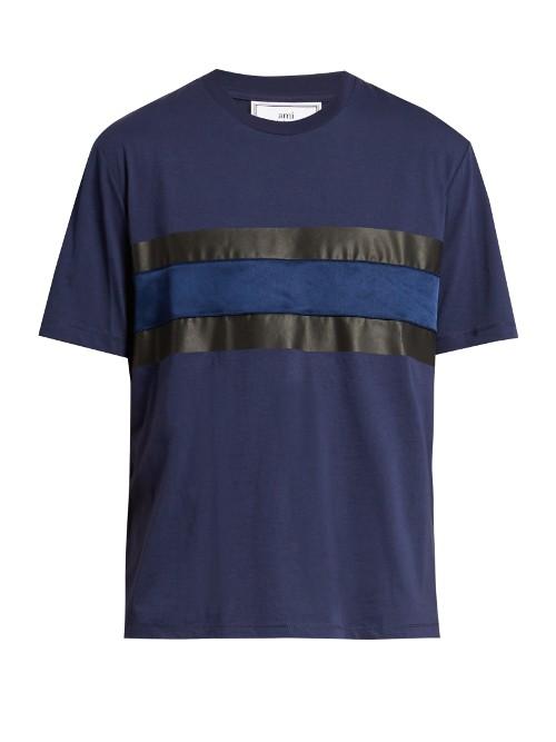 Ami Satin-panel Crew-neck Cotton T-shirt