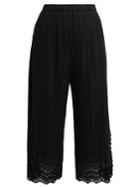Pleats Please Issey Miyake Lace Cut-out Cropped Trousers