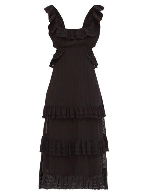 Matchesfashion.com Zimmermann - Ruffled Open-back Fil-coup Chiffon Midi Dress - Womens - Black