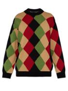 Matchesfashion.com Martine Rose - Harlequin Geometric Intarsia Wool Blend Sweater - Mens - Green