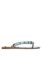 Matchesfashion.com Staud - Rio Square-toe Python-effect Leather Slides - Womens - Light Blue