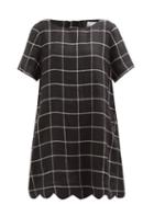 Lisa Marie Fernandez - Scalloped-hem Check Linen Dress - Womens - Black White