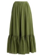 Matchesfashion.com Loup Charmant - Flores Tiered Cotton Maxi Skirt - Womens - Khaki