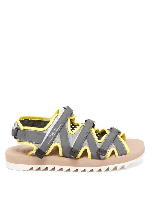 Matchesfashion.com Suicoke - Zip Multi-strap Technical-canvas Sandals - Mens - Yellow Multi