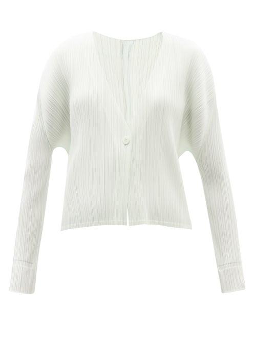 Ladies Rtw Pleats Please Issey Miyake - Cropped Technical-pleated Cardigan - Womens - White