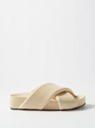 Jil Sander - Padded Leather Platform Slides - Womens - Natural