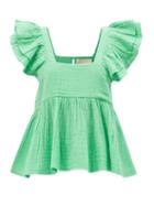 Anaak - Astrid Ruffled Cotton-muslin Top - Womens - Green