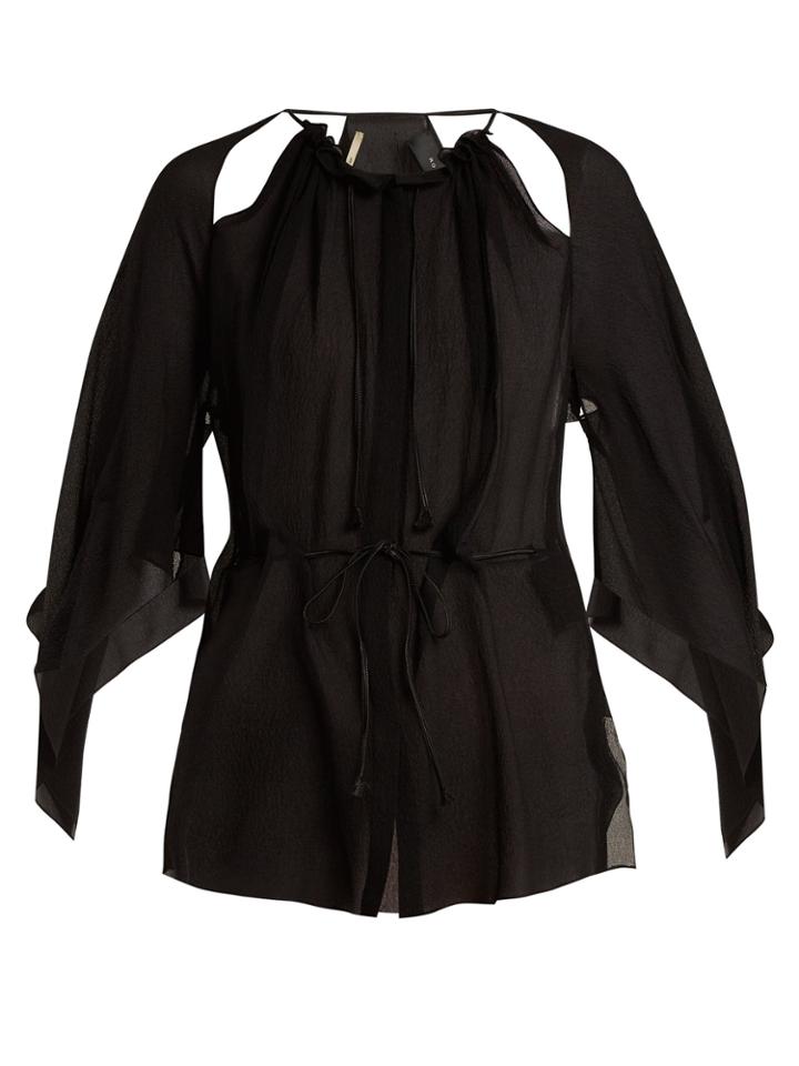 Roland Mouret Normanby Silk-crepe Tie Blouse