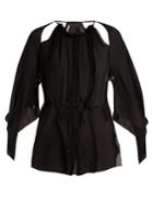 Roland Mouret Normanby Silk-crepe Tie Blouse