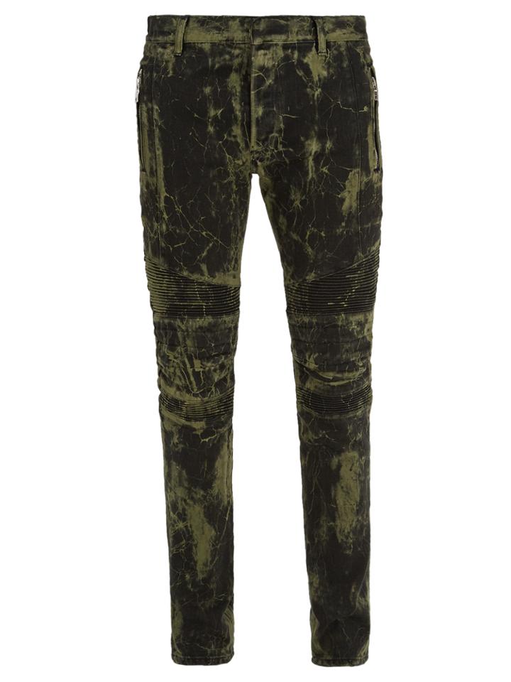 Balmain Bleached Skinny Biker Jeans
