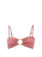 Matchesfashion.com Belize - Hailey Striped-seersucker Bikini Top - Womens - Red Stripe