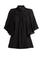 Matchesfashion.com Giambattista Valli - High Neck Ruffle Sleeve Chiffon Blouse - Womens - Black