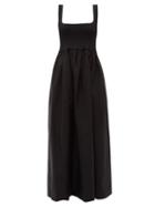 Matteau - Square-neck Cotton-poplin Maxi Dress - Womens - Black