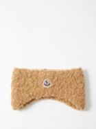Moncler - Logo-patch Wool-blend Fleece Headband - Womens - Camel