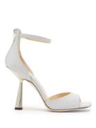 Matchesfashion.com Jimmy Choo - Reon 100 Spool-heel Glittered Leather Sandals - Womens - Silver