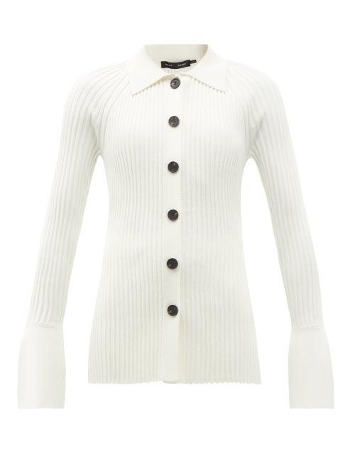 Matchesfashion.com Proenza Schouler - Bell-cuffs Rib-knitted Cardigan - Womens - White