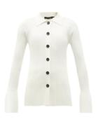 Matchesfashion.com Proenza Schouler - Bell-cuffs Rib-knitted Cardigan - Womens - White