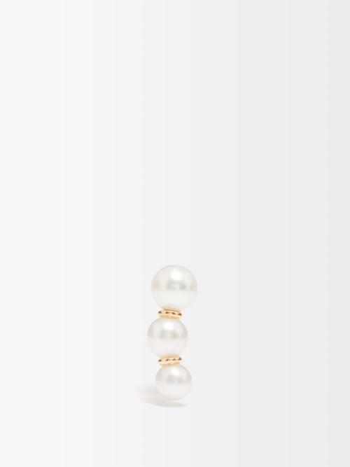 Sophie Bille Brahe - Trois Perle Pearl & 14kt Gold Single Earring - Womens - Pearl