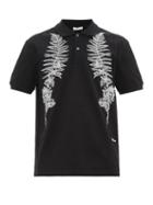 Matchesfashion.com Alexander Mcqueen - Fern Embroidered Cotton Piqu Polo Shirt - Mens - Black