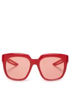 Matchesfashion.com Balenciaga - Hybrid D Frame Acetate Sunglasses - Womens - Red