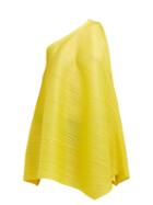 Matchesfashion.com Pleats Please Issey Miyake - One Shoulder Sleeveless Tech Pleated Dress - Womens - Yellow