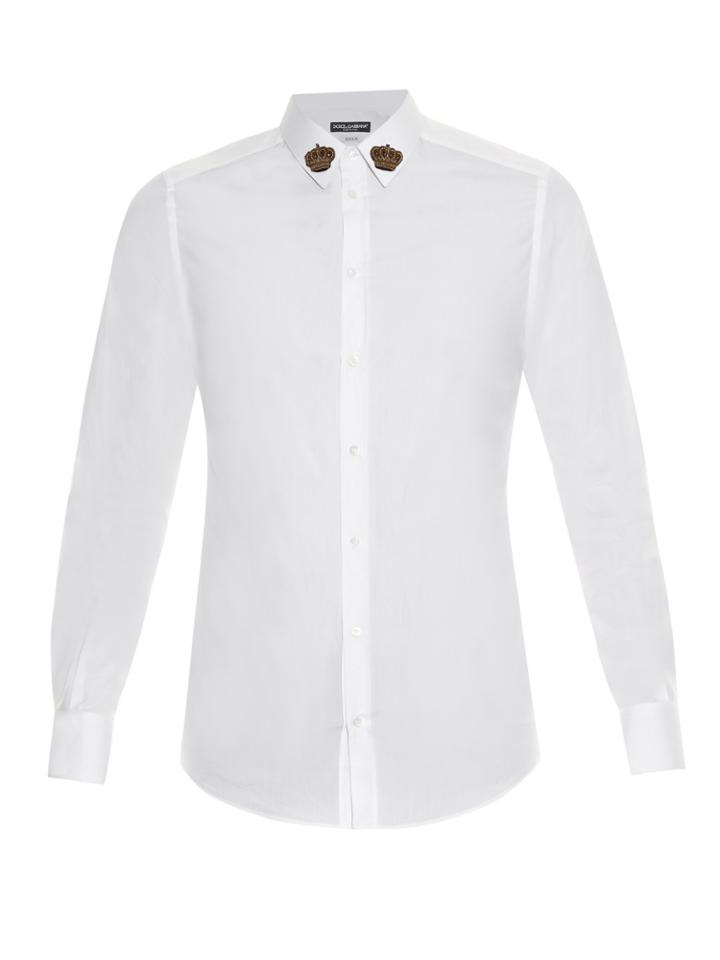 Dolce & Gabbana Gold-fit Crown-embellished Poplin Shirt