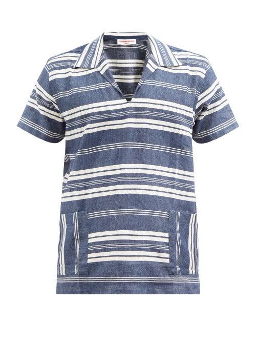 Orlebar Brown - Newman Rochelle Striped Cotton-blend Shirt - Mens - Blue Multi