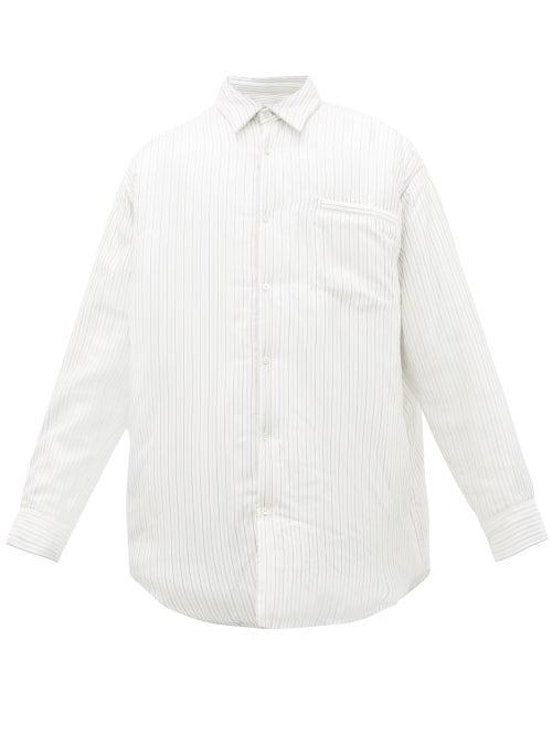 Matchesfashion.com Maison Margiela - Oversized Padded Pinstriped Shirt - Mens - White