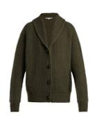 Matchesfashion.com Stella Mccartney - Ribbed Cashmere Blend Cardigan - Womens - Khaki