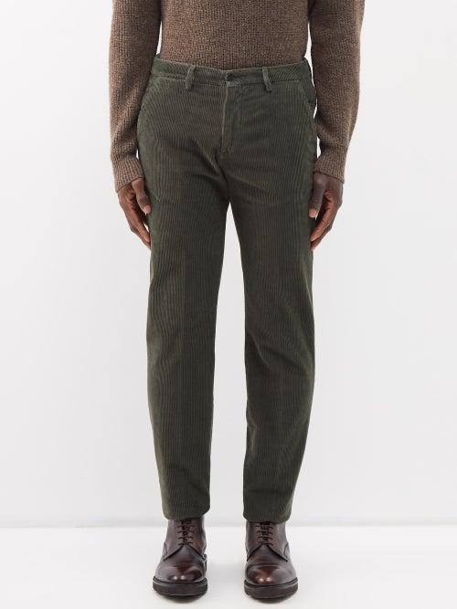 Thom Sweeney - Flat-front Cotton-corduroy Trousers - Mens - Green