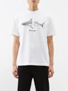 Palm Angels - Shark-print Cotton-jersey T-shirt - Mens - White Black
