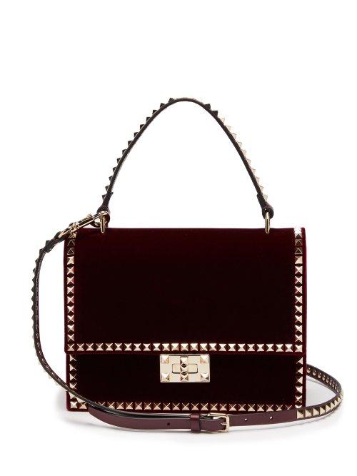 Matchesfashion.com Valentino - Rockstud No Limit Velvet Cross Body Bag - Womens - Burgundy
