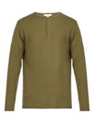 Matchesfashion.com Frame - Long Sleeved Cotton Henley T Shirt - Mens - Khaki